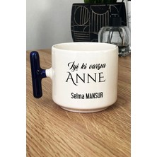 Hedizu Kişiye Özel Iyi Ki Varsın Anne Kupa Bardak T Kulplu Lacivert Anneler Günü Hediyesi