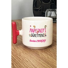 Hedizu Kişiye Özel Anasınıfı Öğretmeni -2- Kupa Bardak T Kulplu Pembe Öğretmenler Günü Hediyesi