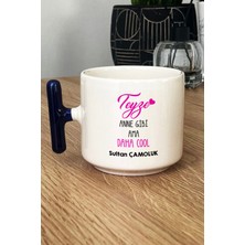 Hedizu Kişiye Özel Teyze Daha Cool Kupa Bardak T Kulplu Lacivert Anneler Günü Hediyesi