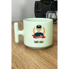 Hedizu Kişiye Özel Erkek Polis Pastel T Kulplu Kupa Bardak Yeşil Polisler Günü Hediyesi