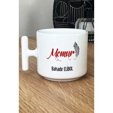 Hedizu Kişiye Özel Memur Kupa Bardak T Kulplu Beyaz