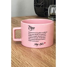 Hedizu Kişiye Özel Teyzeye Hediye Pastel Fincan Pembe Anneler Günü Hediyesi