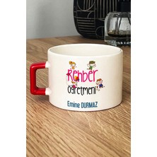 Hedizu Kişiye Özel Rehber Öğretmeni Lüks Fincan Kırmızı Isme Özel Öğretmenler Günü Hediyeleri