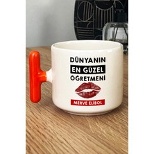 Hedizu Kişiye Özel Dünyanın En Güzel Öğretmeni Kupa Bardak T Kulplu Turuncu Öğretmenler Günü Hediyesi