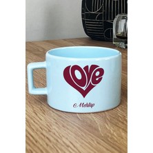 Hedizu Kişiye Özel Isme Özel Love Pastel Fincan Mavi Sevgiliye Hediye