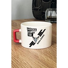 Hedizu Kişiye Özel Siyah Beyaz Taraftar Lüks Fincan Turuncu Abiye Babaya Arkadaşa Sevgiliye Hediye