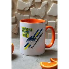 Hedizu Kişiye Özel Sarı Lacivert Taraftar Kupa Bardak Turuncu Abiye Babaya Arkadaşa Sevgiliye Hediye