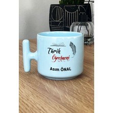 Hedizu Kişiye Özel Tarih Öğretmeni Pastel T Kulplu Kupa Bardak Mavi Öğretmenler Günü Hediyesi