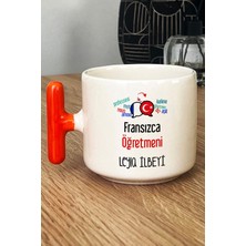 Hedizu Kişiye Özel Fransızca Öğretmeni -2- Kupa Bardak T Kulplu Turuncu Öğretmenler Günü Hediyesi