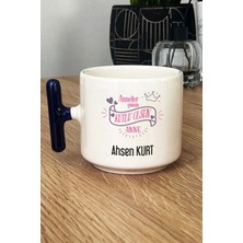 Hedizu Kişiye Özel Anneler Günü -2- Hediyesi Kupa Bardak T Kulplu Lacivert