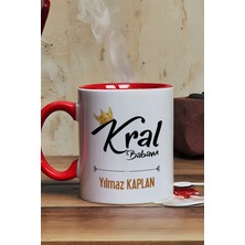 Hedizu Kişiye Özel Kral Babam Kupa Bardak Kırmızı Babaya Doğum Günü Hediyesi