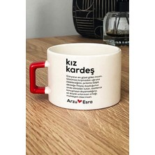 Hedizu Kişiye Özel Kız Kardeş Lüks Fincan Kırmızı Ablaya Arkadaşa Doğum Günü Hediyesi