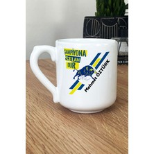 Hedizu Kişiye Özel Sarı Lacivert Taraftar Kupa Bardak Oval Abiye Babaya Arkadaşa Sevgiliye Hediye