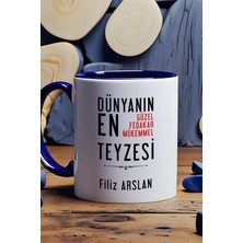 Hedizu Kişiye Özel Teyzeye Hediye Kupa Bardak Lacivert Teyzeye Doğum Günü Hediyesi
