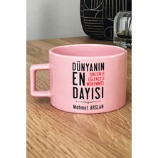 Hedizu Kişiye Özel Dayı Pastel Fincan Pembe Dayıya Doğum Günü Hediyesi
