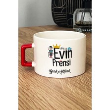 Hedizu Kişiye Özel Evin Prensi Lüks Fincan Kırmızı Erkek Çocuğa Hediye