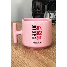 Hedizu Kişiye Özel Canım Arkadaşım Pastel T Kulplu Kupa Bardak Pembe Arkadaşa Hediye