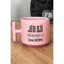 Hedizu Kişiye Özel Jeoloji Mühendisi Pastel T Kulplu Kupa Bardak Pembe Mühendisler Günü Hediyesi