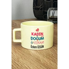 Hedizu Kişiye Özel Kadın Doğum Uzmanı Pastel Fincan Sarı Tıp Bayramı Hediyeleri