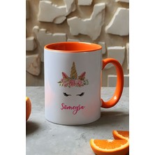 Hedizu Kişiye Özel Unicorn -2- Kupa Bardak Turuncu Isme Özel Hediye