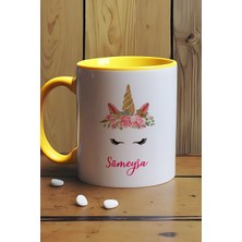 Hedizu Kişiye Özel Unicorn -2- Kupa Bardak Sarı Isme Özel Hediye