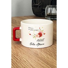 Hedizu Kişiye Özel Baharın En Güzel Çiçeğisin Anne Lüks Fincan Kırmızı