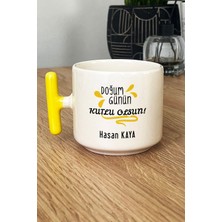 Hedizu Kişiye Özel Doğum Günü Hediyesi Kupa Bardak T Kulplu Sarı Anneye Babaya Arkadaşa Kardeşe Hediye