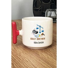 Hedizu Kişiye Özel Adalet Öğretmeni Kupa Bardak T Kulplu Pembe Öğretmenler Günü Hediyesi