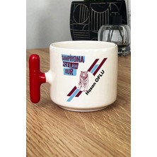 Hedizu Kişiye Özel Bordo Mavi Taraftar Kupa Bardak T Kulplu Kırmızı Abiye Babaya Sevgiliye Arkadaşa Hediye