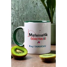 Hedizu Kişiye Özel Matematik Öğretmeni -3- Kupa Bardak Yeşil Öğretmenler Günü Hediyesi