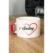 Hedizu Kişiye Özel Kalpli Isim Yazılı Lüks Fincan Turuncu Sevgililer Günü Hediyesi