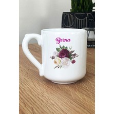 Hedizu Kişiye Özel Çiçekli Isim Baskılı Kupa Bardak Oval Isme Özel Hediye