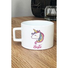 Hedizu Kişiye Özel Unicorn Lüks Fincan Beyaz  Arkadaşa Doğum Günü Hediyesi