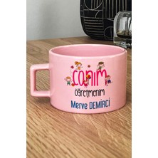 Hedizu Kişiye Özel Sınıf Öğretmenine Hediye Pastel Fincan Pembe Canım Öğretmenim
