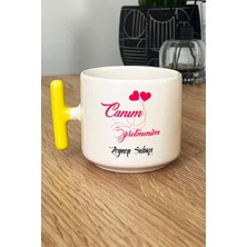 Hedizu Kişiye Özel Sınıf Öğretmeni -4- Kupa Bardak T Kulplu Sarı Öğretmenler Günü Hediyesi