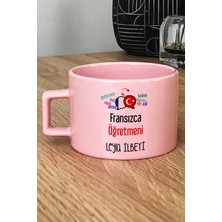 Hedizu Kişiye Özel Fransızca Öğretmeni -2- Pastel Fincan Pembe Öğretmenler Günü Hediyesi