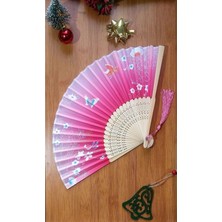 -Pembe Desenli Şık Yelpaze