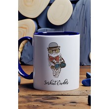 Hedizu Kişiye Özel Fotoğrafçı Baykuş Kupa Bardak Lacivert Hayvan Figürlü