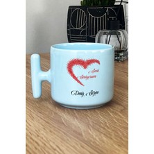 Hedizu Kişiye Özel Seni Seviyorum Pastel T Kulplu Kupa Bardak Mavi Sevgililer Günü Hediyesi