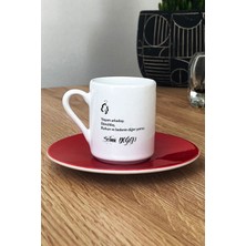 Hedizu Kişiye Özel Eş Türk Kahvesi Fincanı Kırmızı Yıldönümü Hediyesi