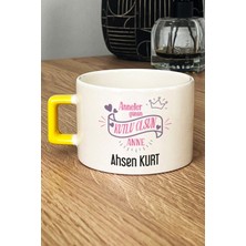 Hedizu Kişiye Özel Anneler Günü -2- Hediyesi Lüks Fincan Sarı