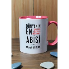 Hedizu Kişiye Özel Abi Kupa Bardak Pembe Ağabeye Babalar Günü Hediyesi