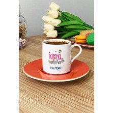 Hedizu Kişiye Özel Kimya Öğretmeni Türk Kahvesi Fincanı Turuncu Öğretmenler Günü Hediyesi