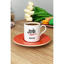 Hedizu Kişiye Özel Şehir Plancısı Türk Kahvesi Fincanı Turuncu