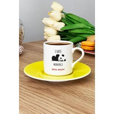 Hedizu Kişiye Özel I Hate Mornings Türk Kahvesi Fincanı Sarı Arkadaşa Kardeşe Hediye