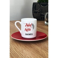 Hedizu Kişiye Özel Zabıt Katibi Türk Kahvesi Fincanı Kırmızı
