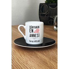 Hedizu Kişiye Özel Anneye Hediye Türk Kahvesi Fincanı Siyah Annelere Doğum Günü Hediyesi