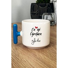 Hedizu Kişiye Özel En Iyi Öğretmen Kupa Bardak T Kulplu Mavi Öğretmenler Günü Hediyesi