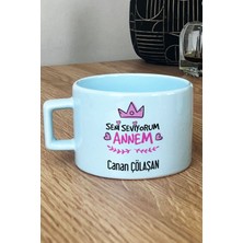 Hedizu Kişiye Özel Seni Seviyorum Annem Pastel Fincan Mavi Anneye Doğum Günü Hediyesi