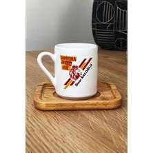 Hedizu Kişiye Özel Taraftar Sarı Kırmızı Türk Kahvesi Fincanı Ahşap Altlıklı Babaya Abiye Arkadaşa Hediye